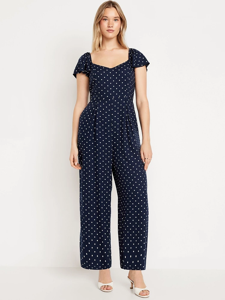 Fit & Flare Crepe Jumpsuit