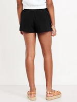 Loose Double-Weave Utility Shorts for Girls