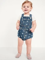 Printed Jean Shortalls for Baby