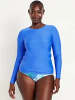 Long-Sleeve Matte Rashguard Swim Top