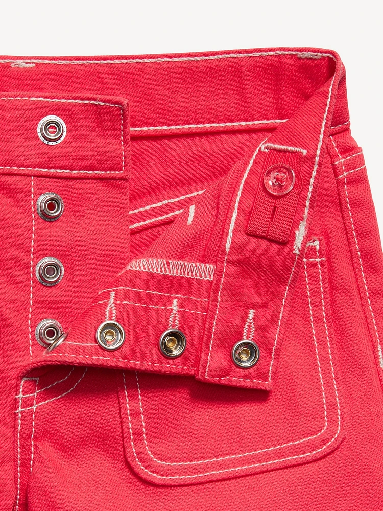 High-Waisted Mariner Midi Jean Shorts for Girls