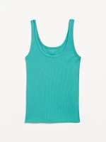 First-Layer Ribbed Scoop-Neck Tank Top