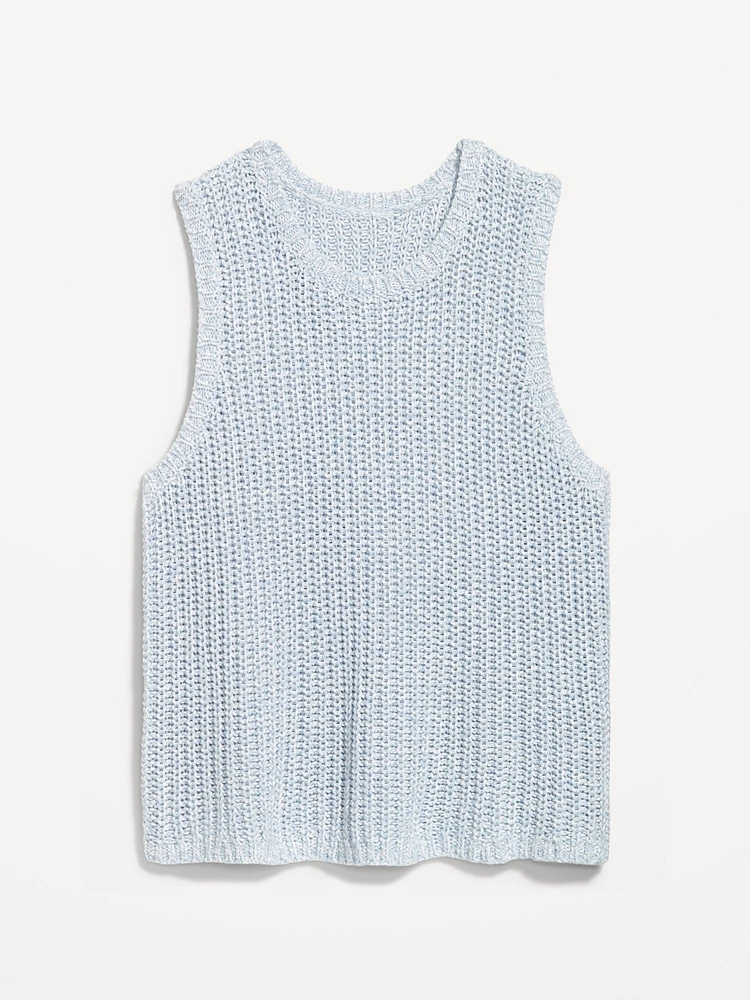Sleeveless Open-Stitch Sweater
