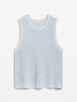 Sleeveless Open-Stitch Sweater