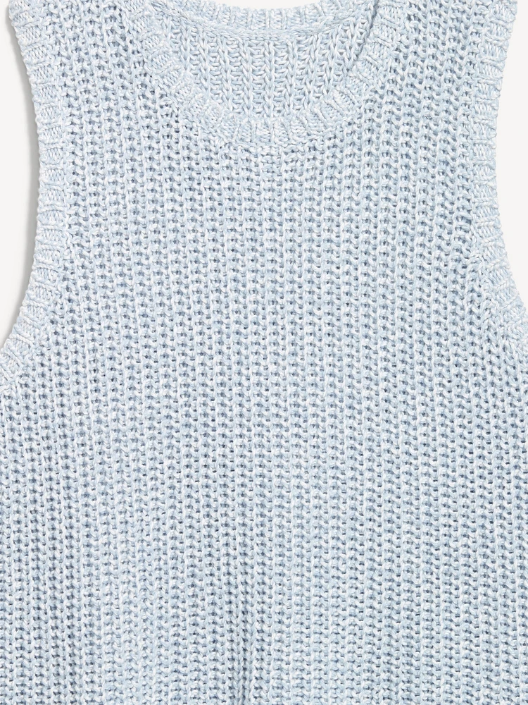 Sleeveless Open-Stitch Sweater