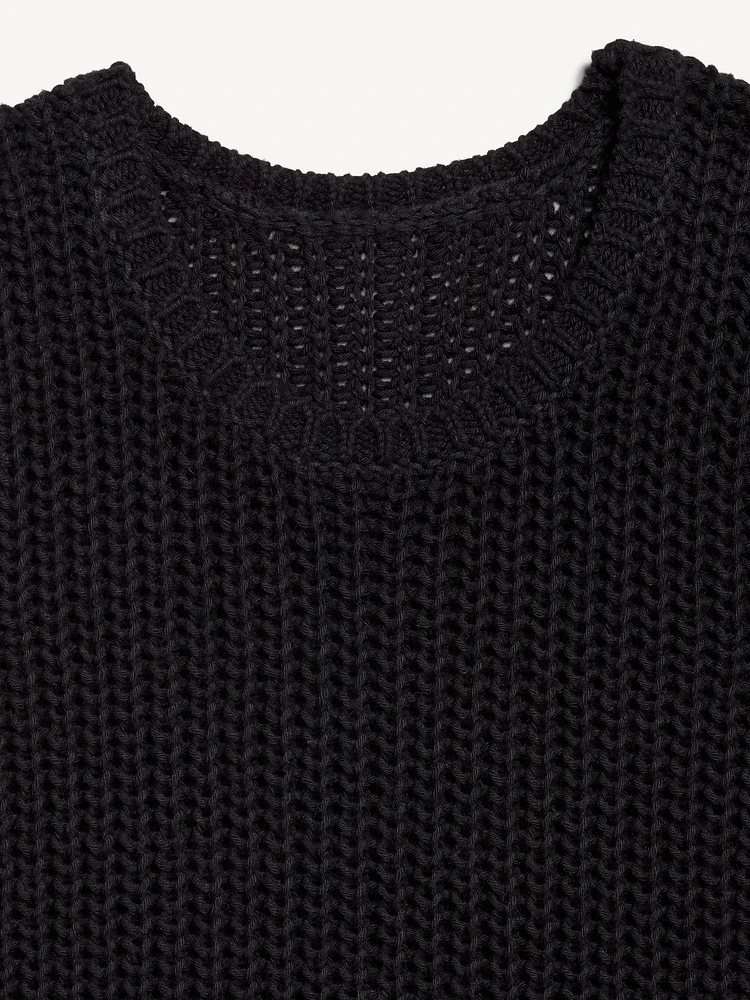 Sleeveless Open-Stitch Sweater