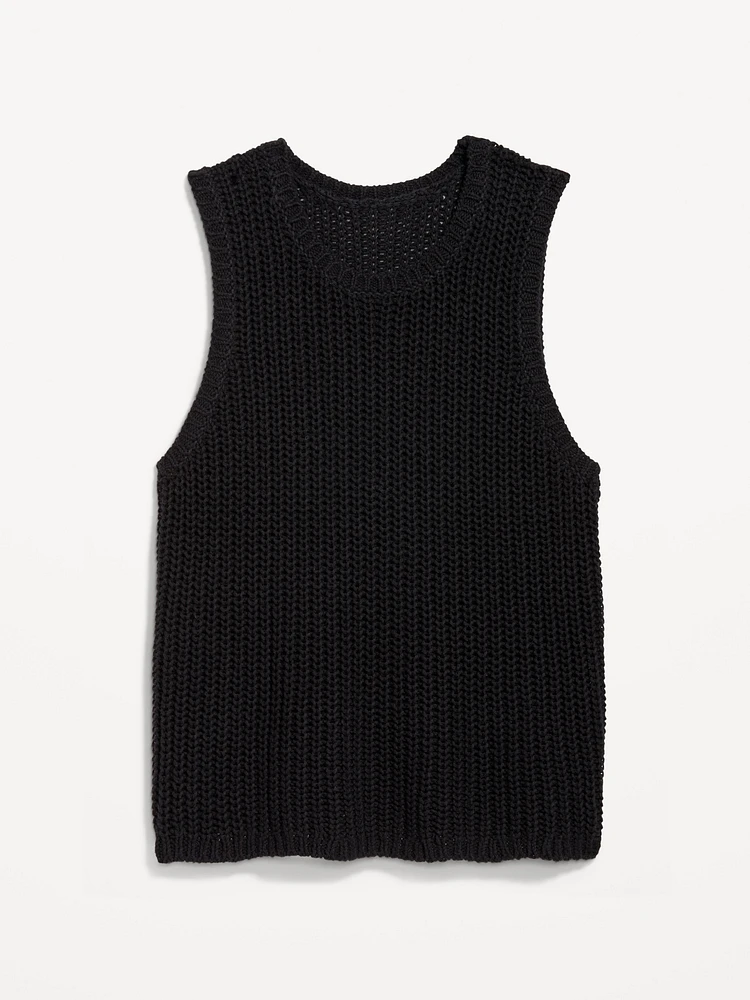 Sleeveless Open-Stitch Sweater