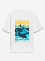 Short-Sleeve Graphic Rashguard Swim Top for Boys