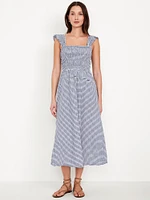 Fit & Flare Lightweight Smocked Midi Dress