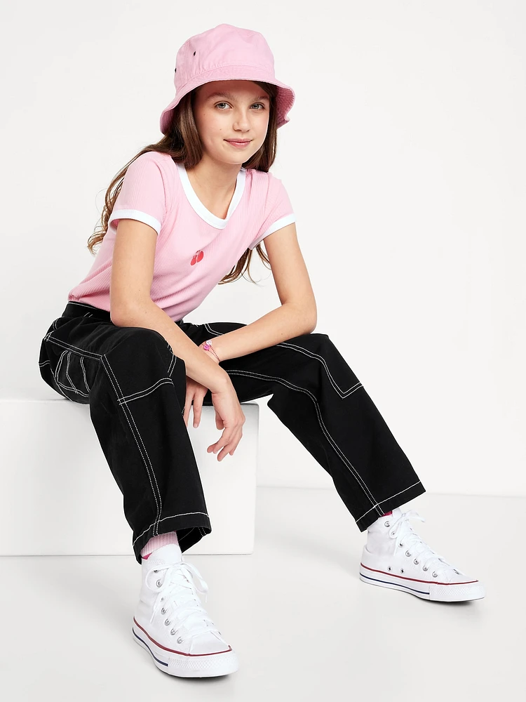 Loose High-Waisted Carpenter Pants for Girls