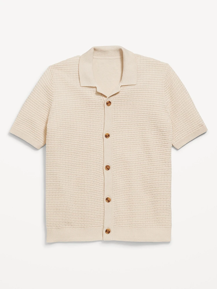 Sweater-Knit Button-Front Shirt for Boys