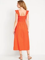Fit & Flare Lightweight Smocked Midi Dress