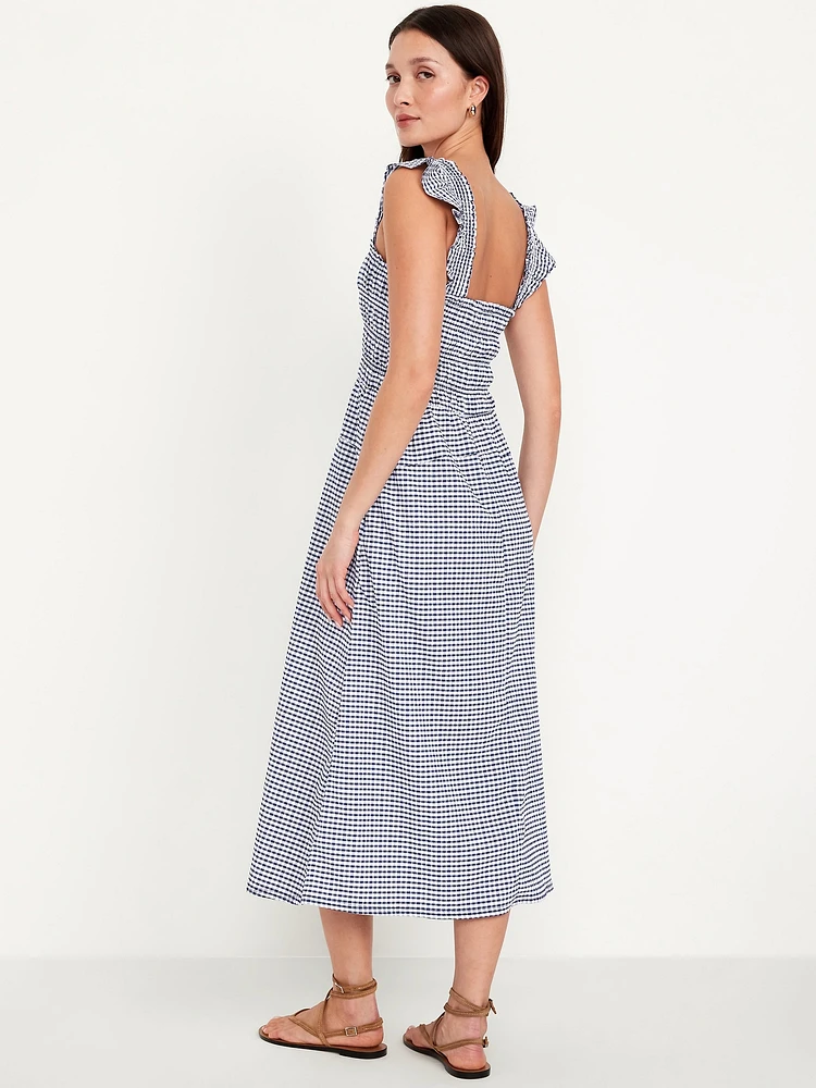 Fit & Flare Lightweight Smocked Midi Dress