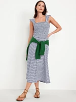 Fit & Flare Lightweight Smocked Midi Dress