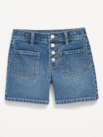 High-Waisted Mariner Midi Jean Shorts for Girls