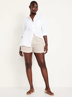 High-Waisted Linen-Blend Shorts -- 3.5-inch inseam