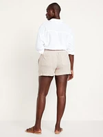 High-Waisted Linen-Blend Shorts -- 3.5-inch inseam