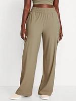 High-Waisted SleekTech Wide-Leg Cargo Pants