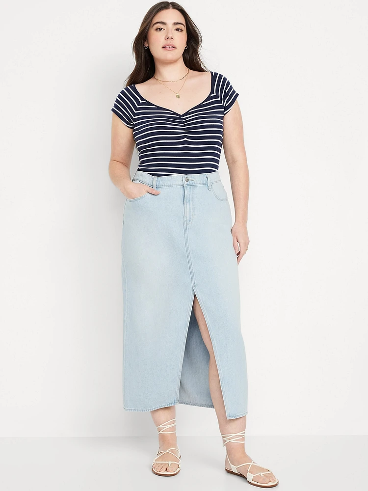 Mid-Rise Jean Maxi Skirt