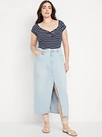 Mid-Rise Jean Maxi Skirt