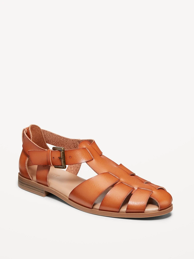 Faux-Leather Fisherman Sandals