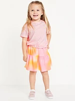 Short-Sleeve Graphic T-Shirt and Skort Set for Toddler Girls