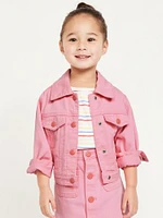 Cropped Trucker Twill Jacket for Toddler Girls