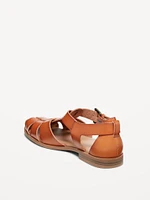 Faux-Leather Fisherman Sandals