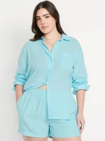 Linen-Blend Button-Down Shirt