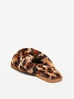 Faux-Fur Cross-Front Slippers