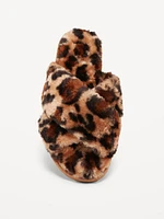 Faux-Fur Cross-Front Slippers