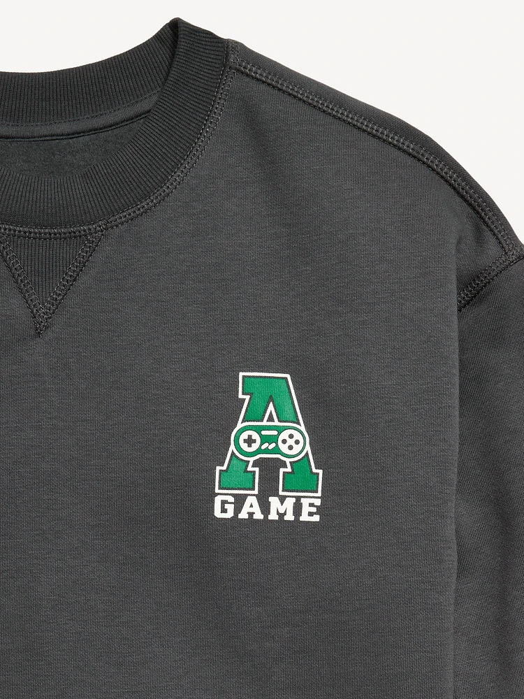 Oversized Graphic Fleece Crew-Neck Sweatshirt for Boys