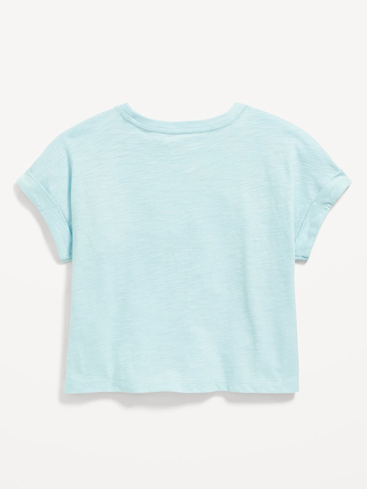 Short-Sleeve Slub-Knit Pocket T-Shirt for Girls
