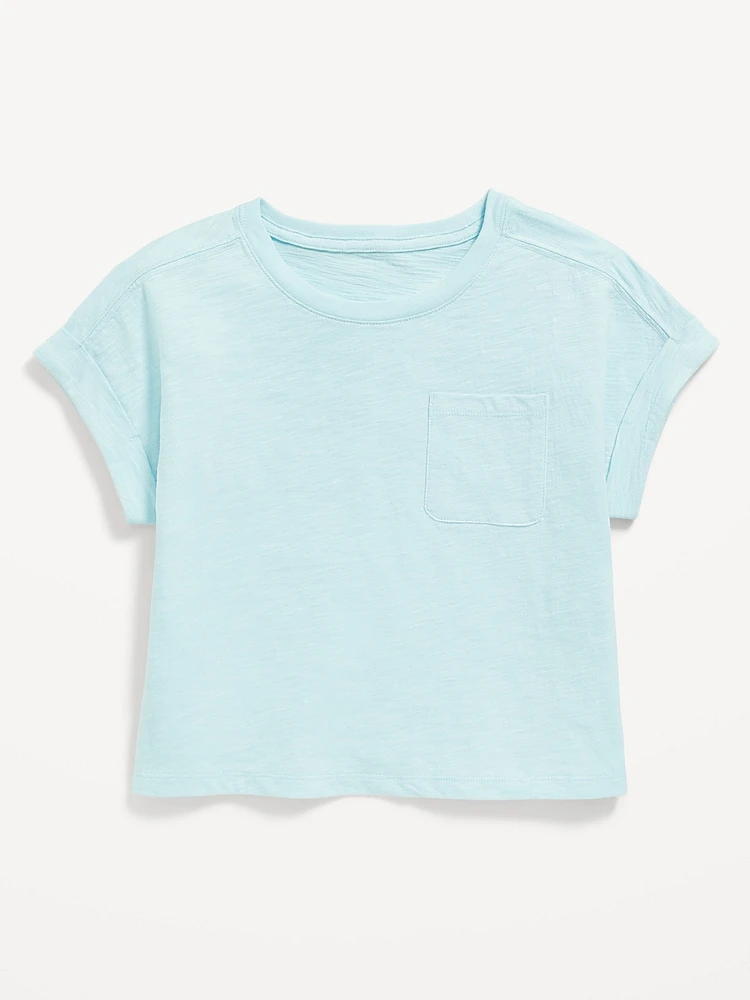 Short-Sleeve Slub-Knit Pocket T-Shirt for Girls