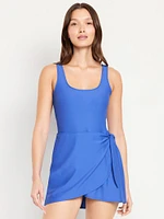 Matte Side-Tie Swim Dress
