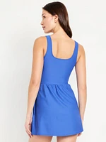 Matte Side-Tie Swim Dress