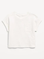 Short-Sleeve Slub-Knit Pocket T-Shirt for Girls