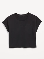 Short-Sleeve Slub-Knit Pocket T-Shirt for Girls