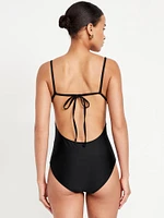 Matte Cutout Back One-Piece Swimsuit