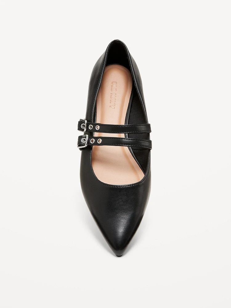 Double-Buckle Mary Jane Flats