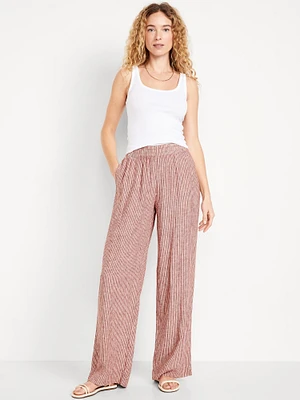 High-Waisted Linen-Blend Wide-Leg Pants