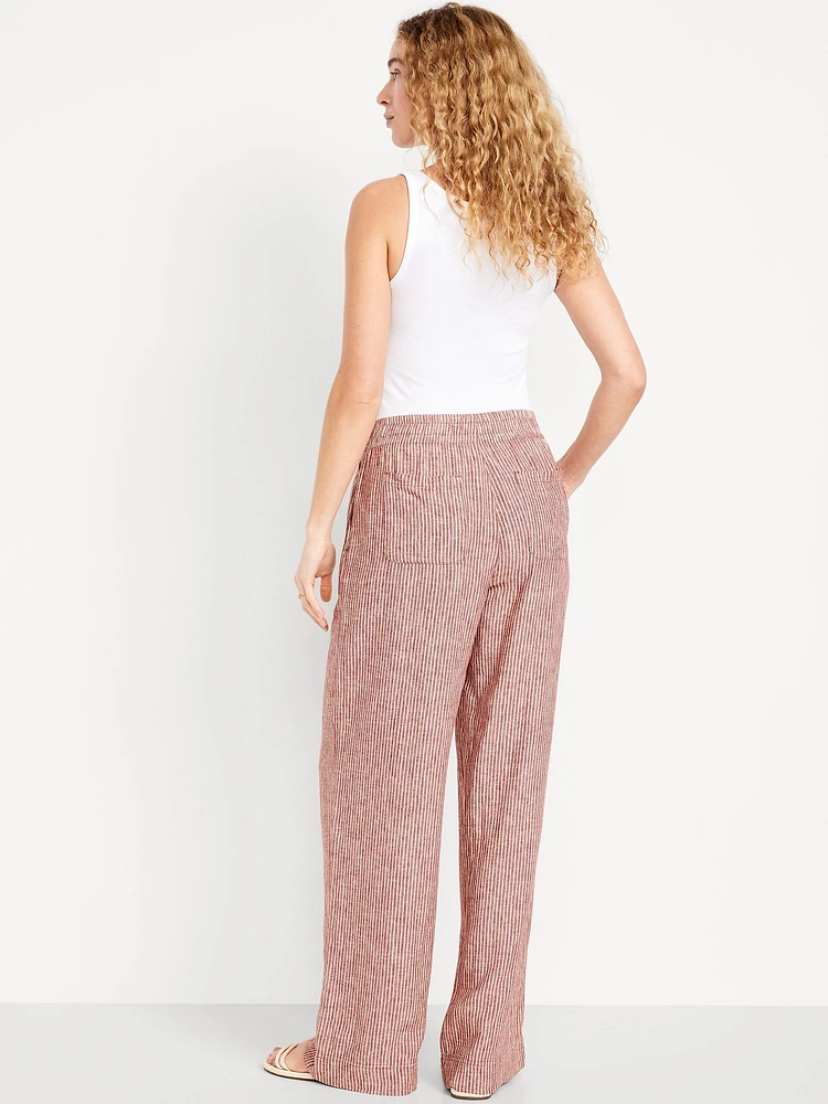 High-Waisted Linen-Blend Wide-Leg Pants