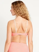 Textured Gingham Bikini Swim Top