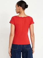 Lace-Trim V-Neck Top