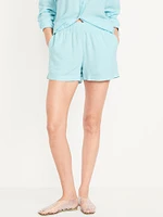 High-Waisted Linen-Blend Shorts -- 3.5-inch inseam