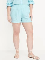 High-Waisted Linen-Blend Shorts -- 3.5-inch inseam