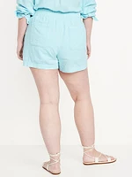 High-Waisted Linen-Blend Shorts -- 3.5-inch inseam