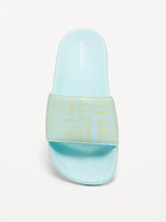 Printed Faux-Leather Pool Slide Sandals for Girls