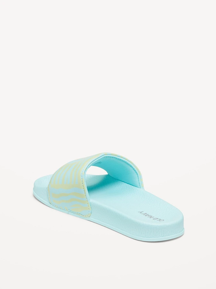 Printed Faux-Leather Pool Slide Sandals for Girls