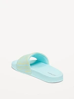 Printed Faux-Leather Pool Slide Sandals for Girls